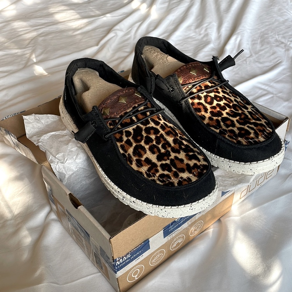 Custom leopard print Hey Dudes